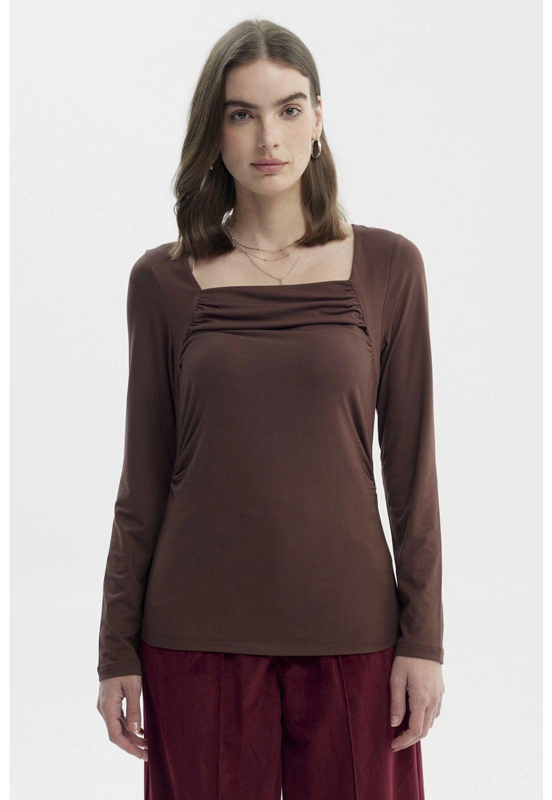 Polera Mujer Mujer Café Oscuro-0