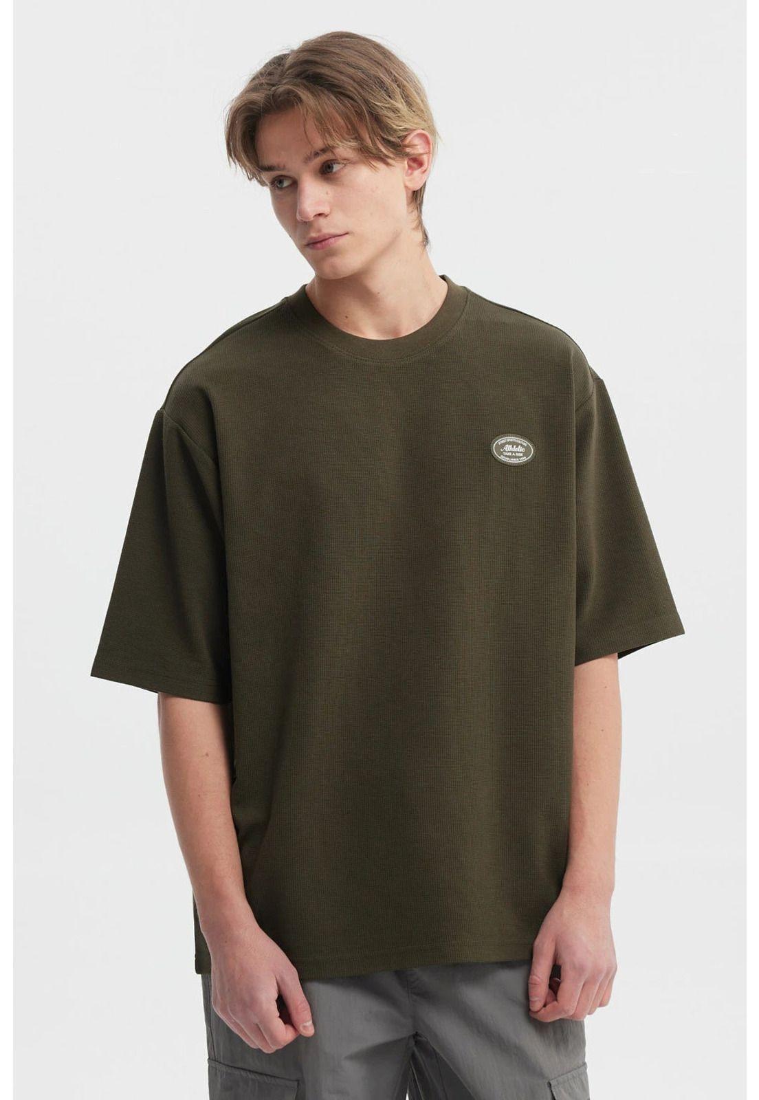 Polera Hombre Waffle Label Verde Militar-0