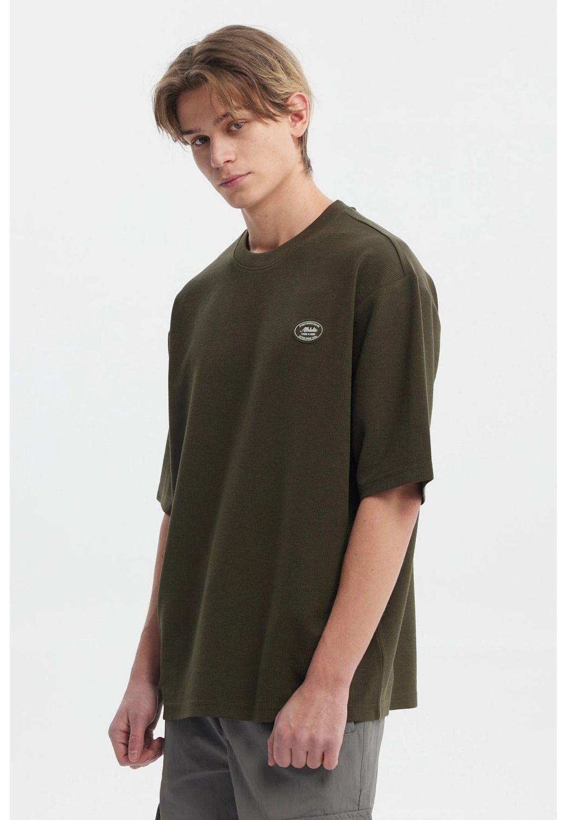 Polera Hombre Waffle Label Verde Militar-1