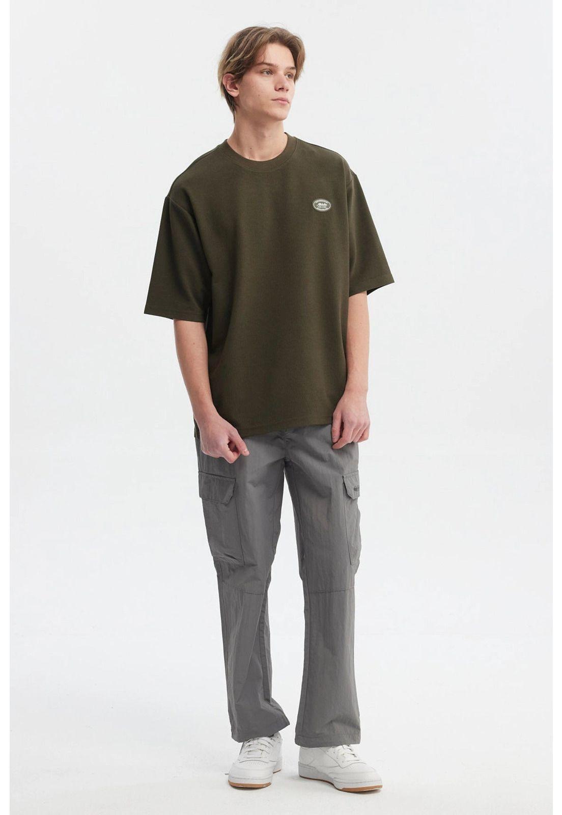 Polera Hombre Waffle Label Verde Militar-3