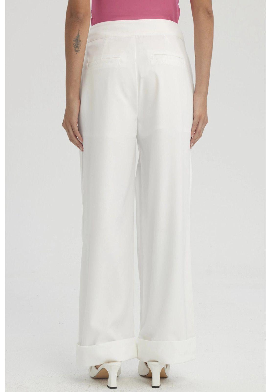 Pantalón Mujer Sastrero Aplicación Botón Costado Crudo-2