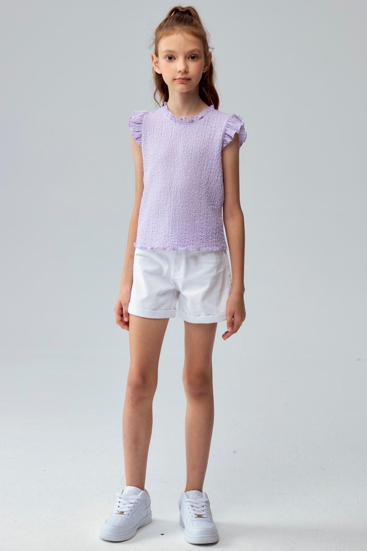 Short Niña Gabardina Básico Blanco-3