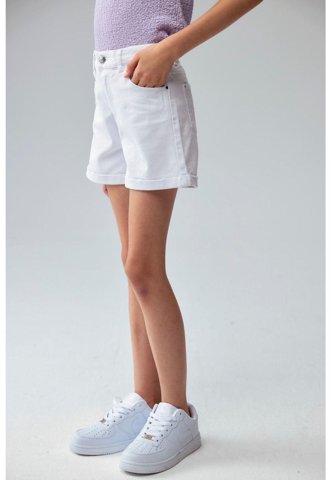 Short Niña Gabardina Básico Blanco-2