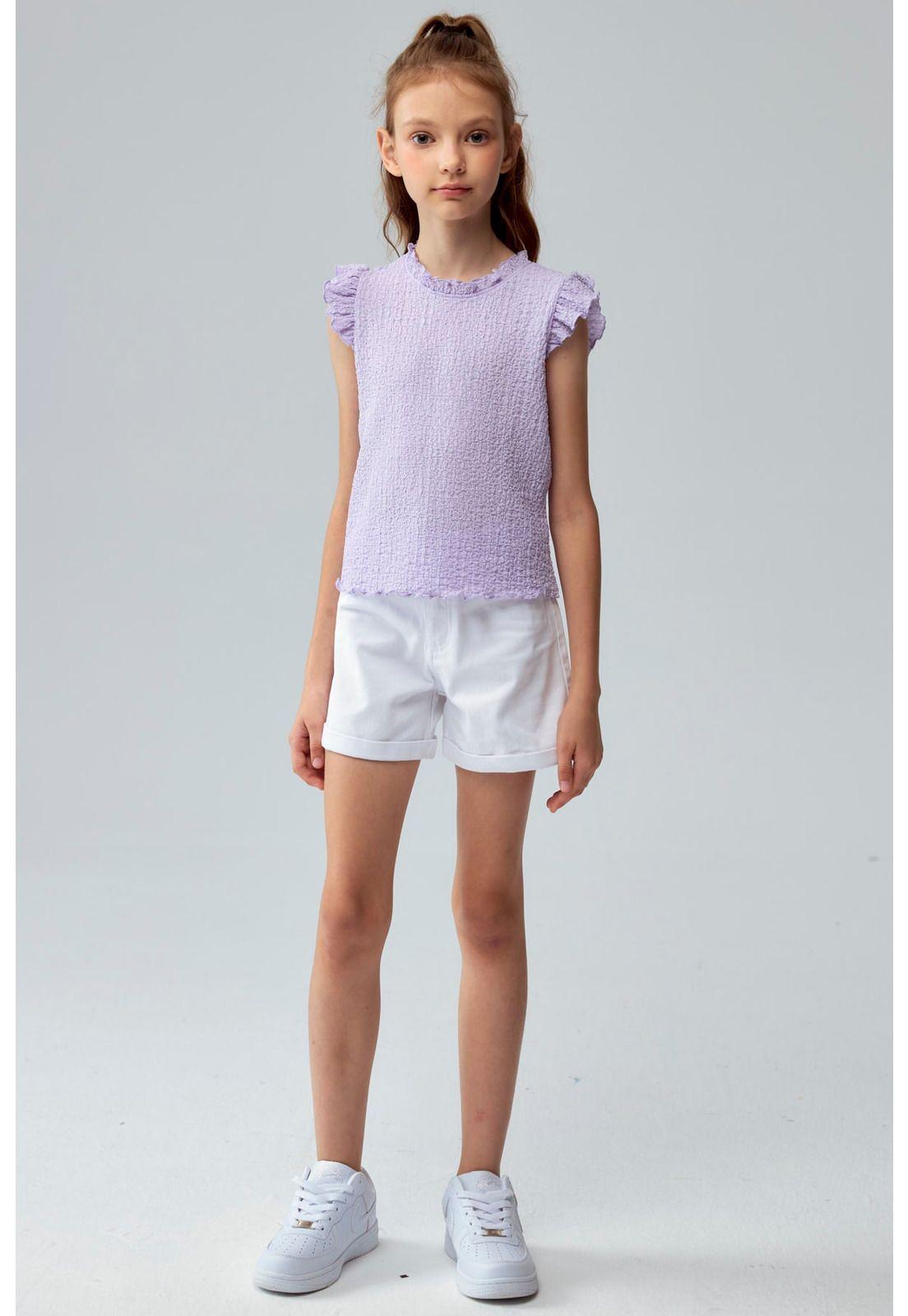 Short Niña Gabardina Básico Blanco-3