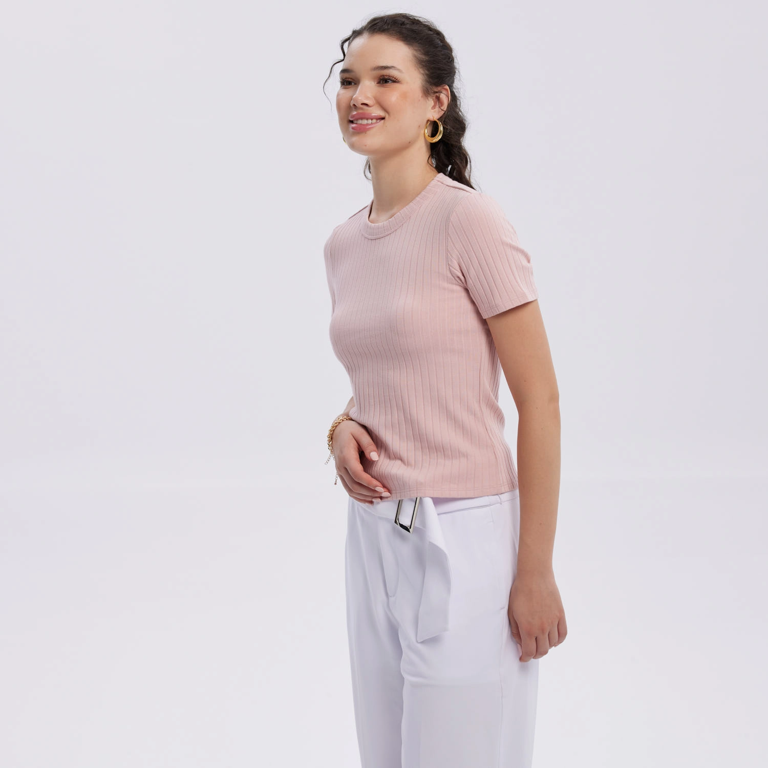 Polera Mujer Rib Crop Lisa Palo Rosa-1