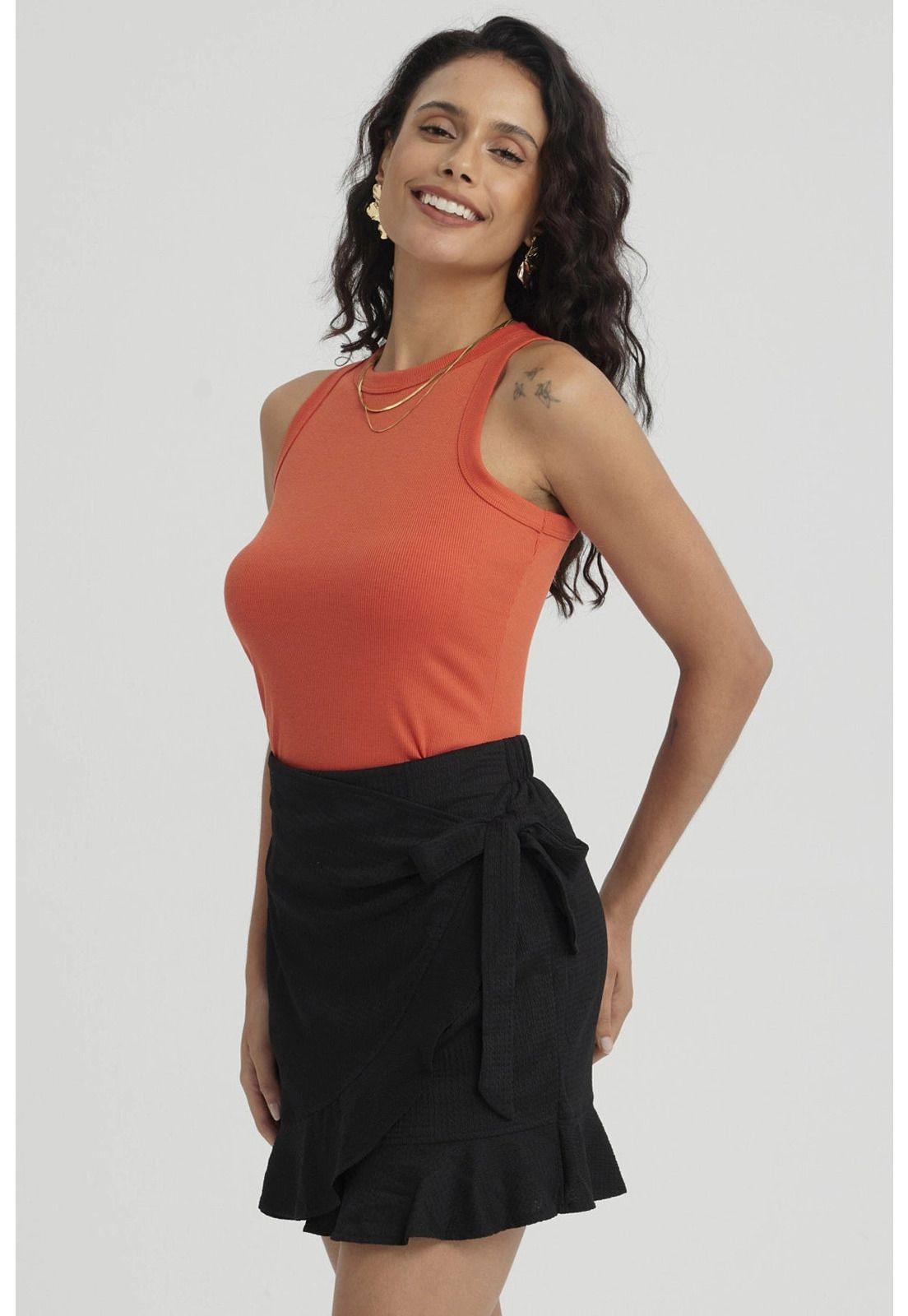 Falda Mujer Cruzada Costado Con Lazo Negro-3