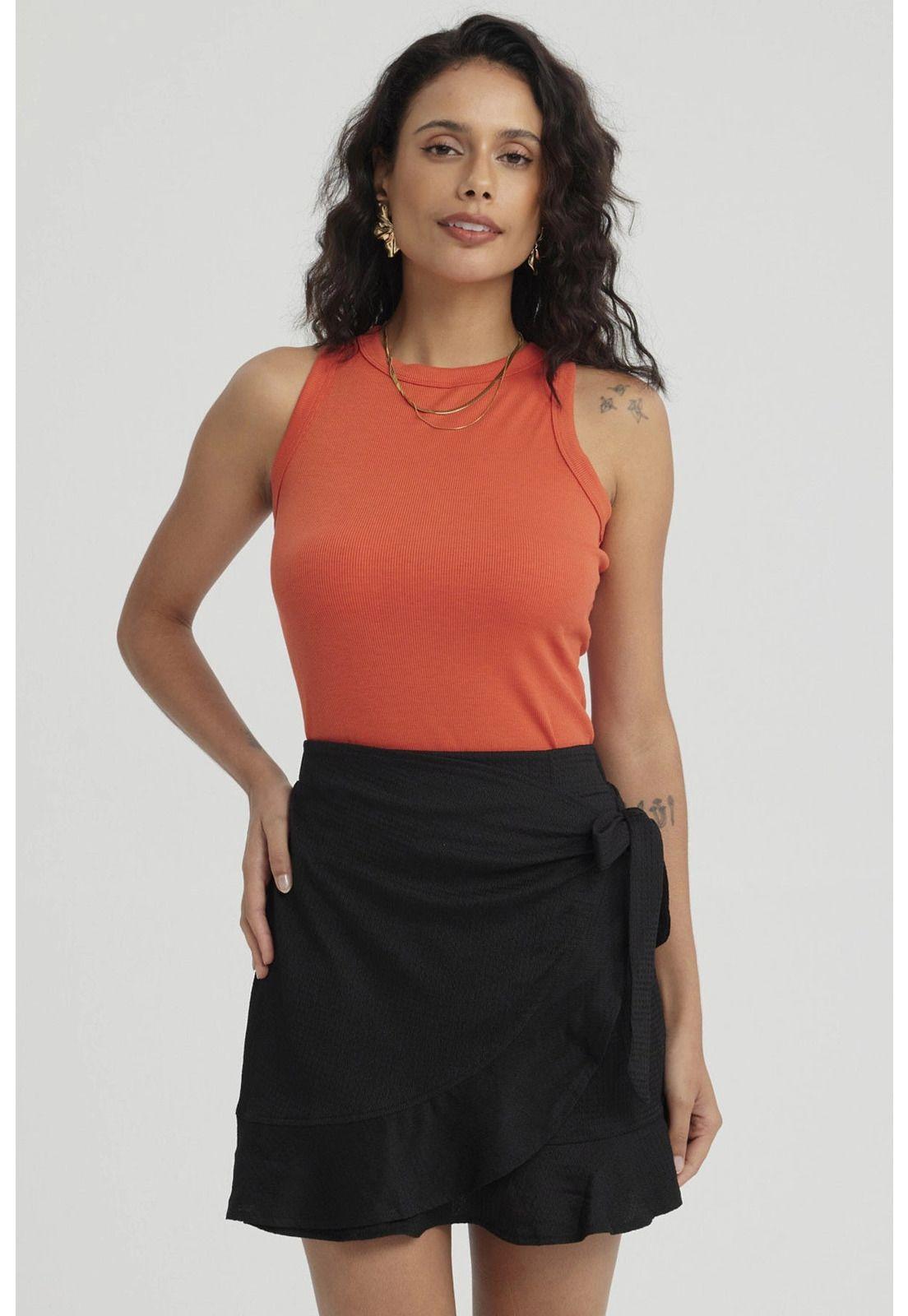 Falda Mujer Cruzada Costado Con Lazo Negro-4