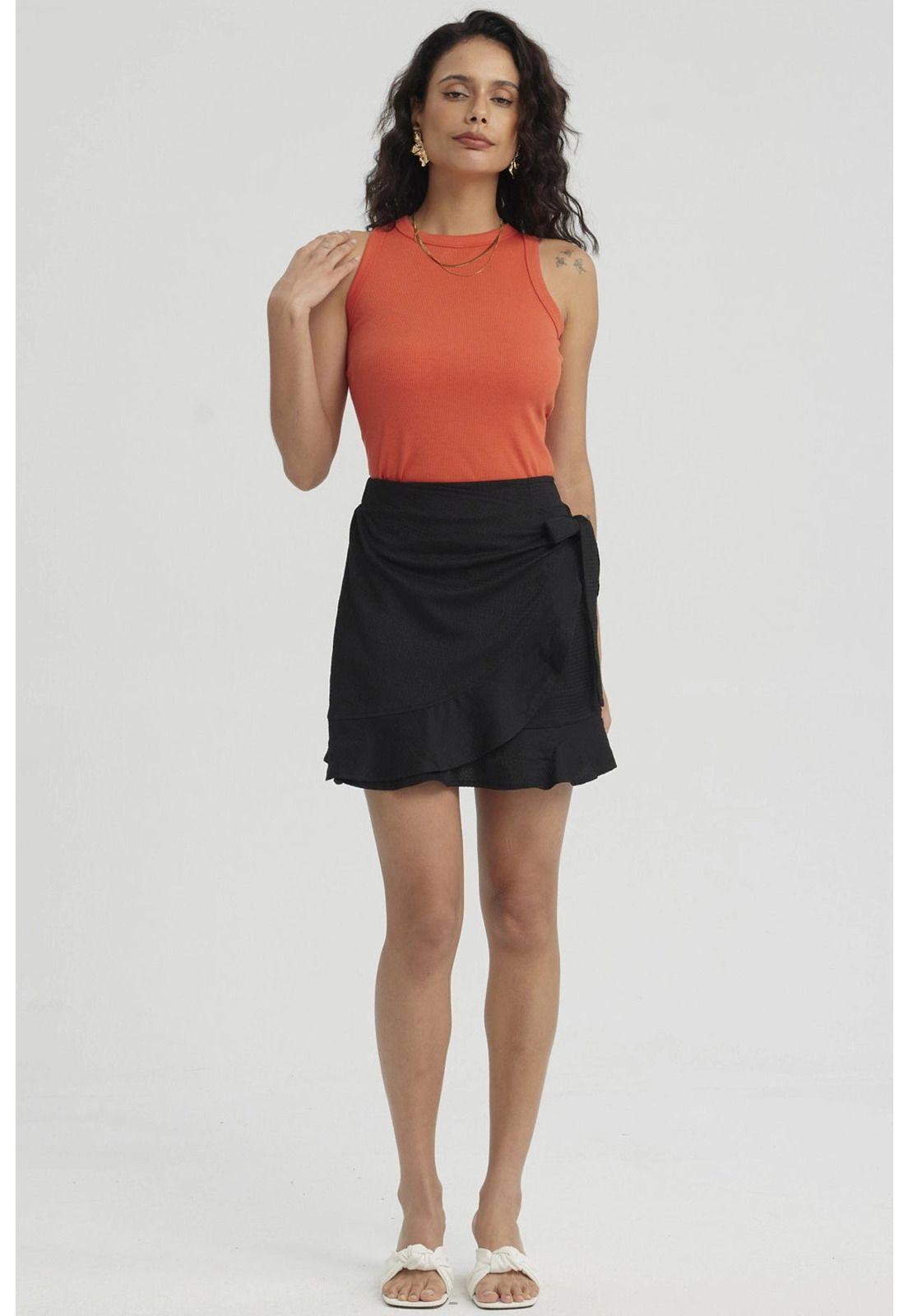 Falda Mujer Cruzada Costado Con Lazo Negro-7