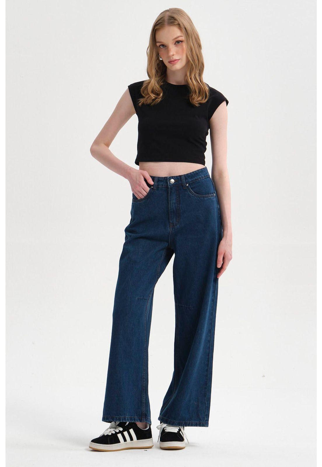 Jeans Mujer Baggy Azul Oscuro-3