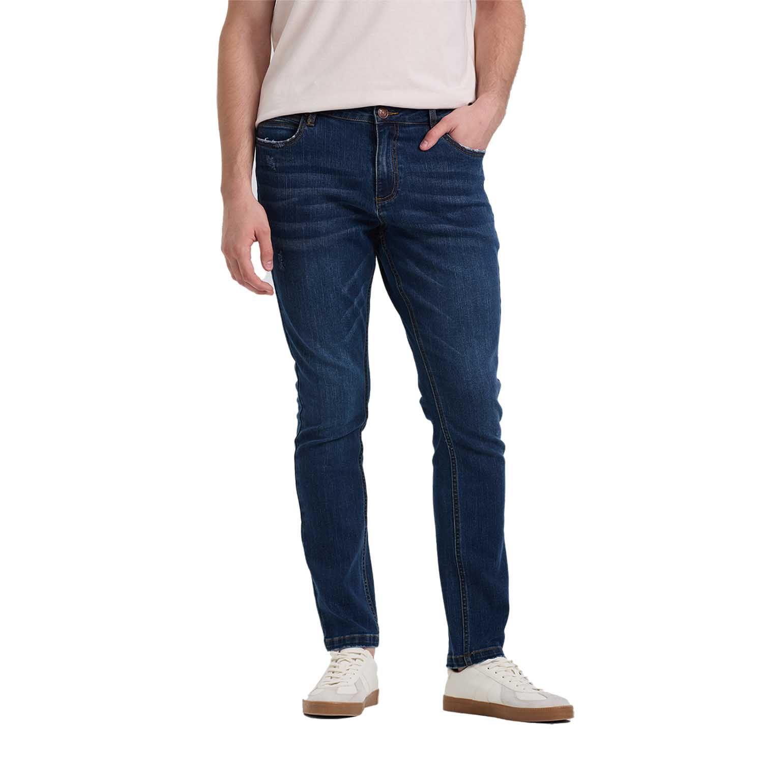 Jeans Hombre Bolsillo Trasero Azul Oscuro Fashion's Park-0