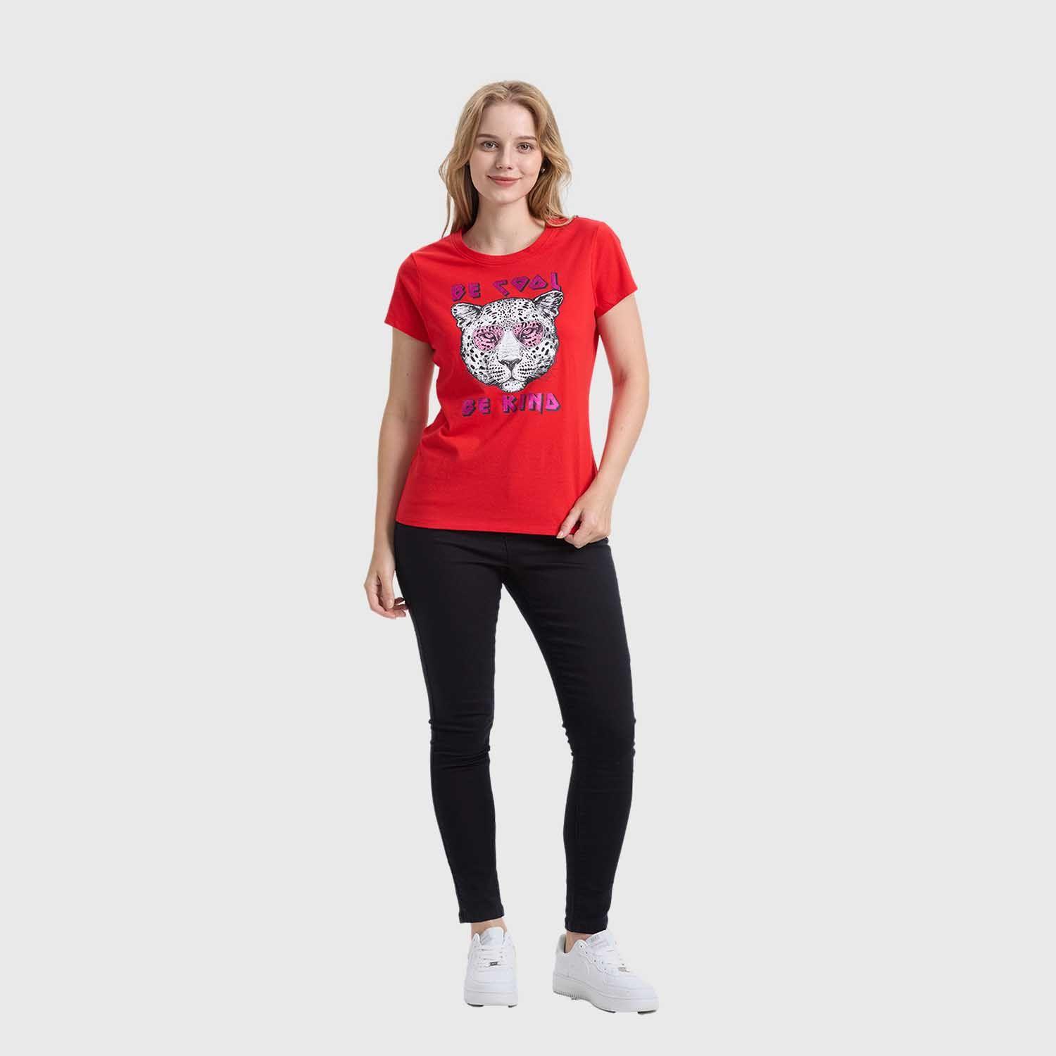 Polera Mujer Básica Print Rojo I Fashions Park-3