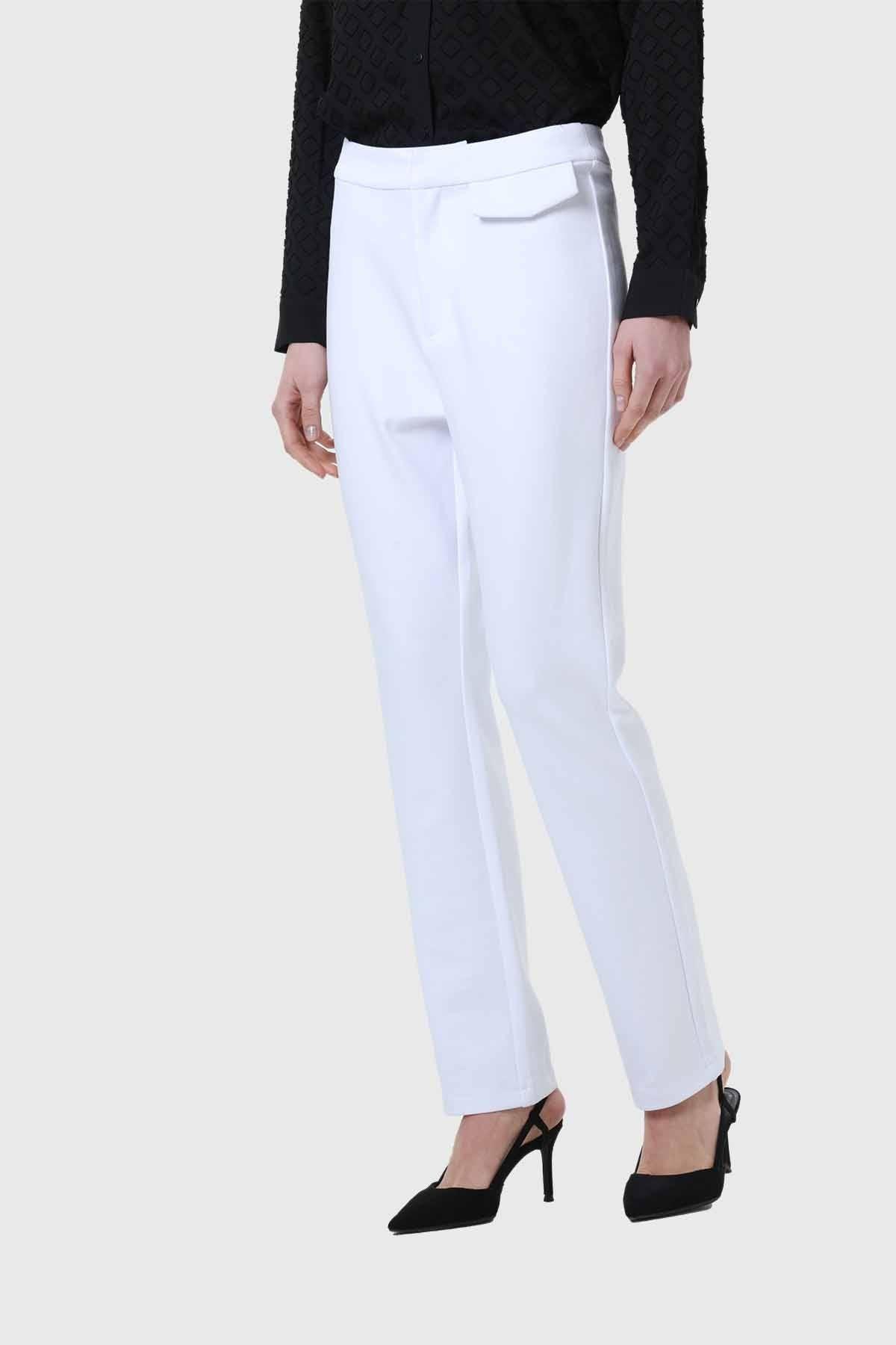 Pantalón Mujer Detalle Tapeta Parche Blanco-1