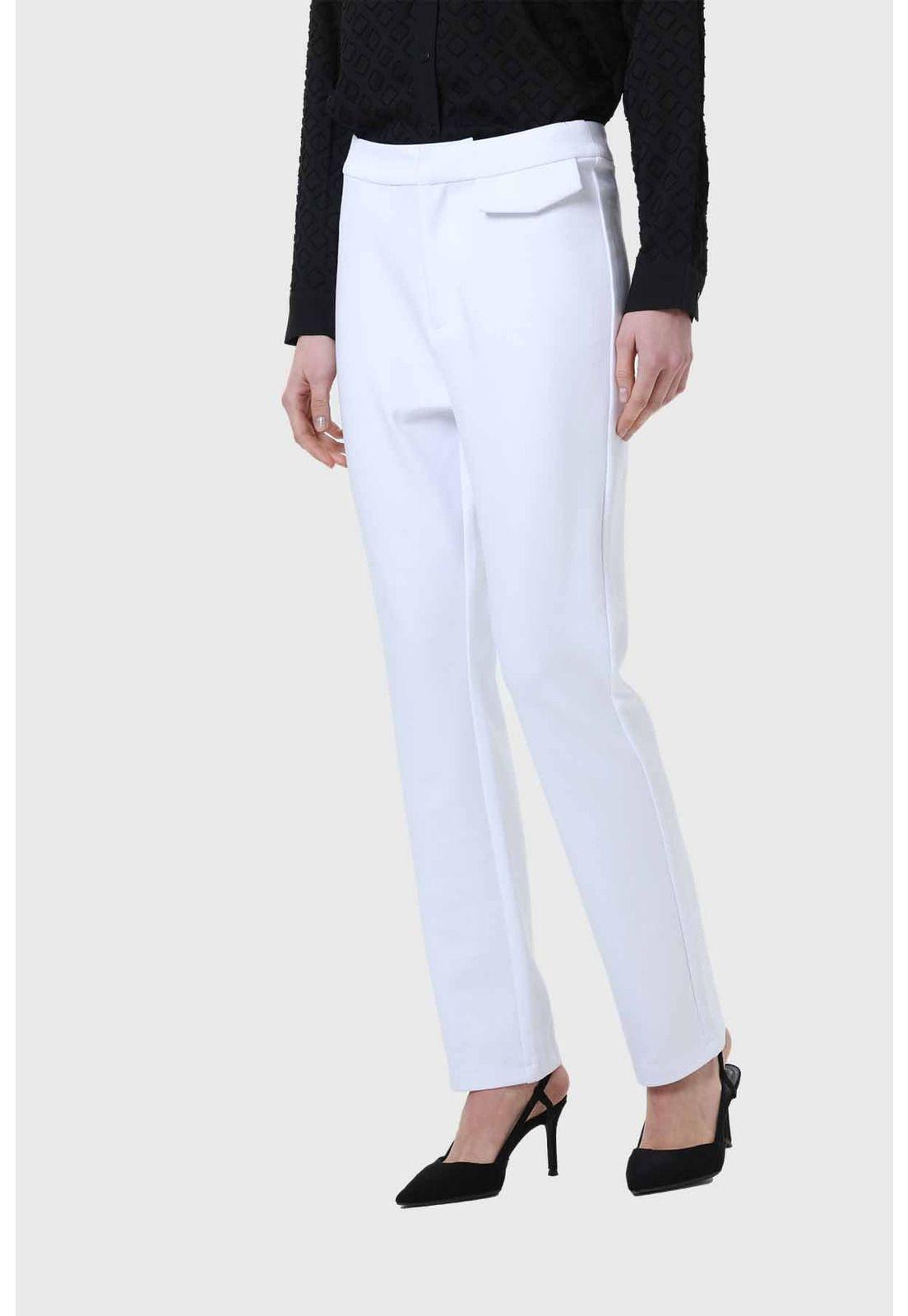 Pantalón Mujer Detalle Tapeta Parche Blanco-1