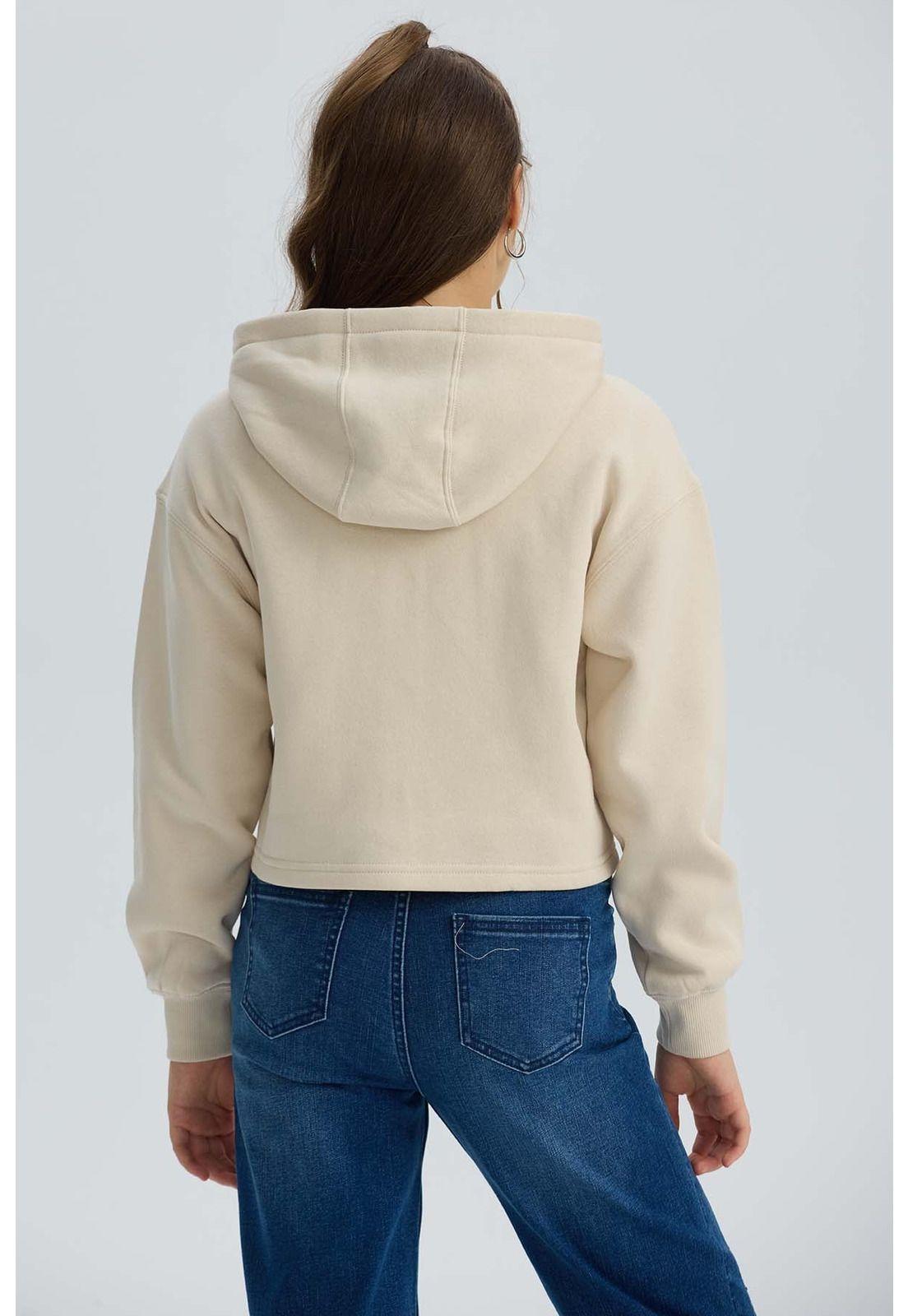 Polerón Niña Full Zipper Mariposa Beige-2