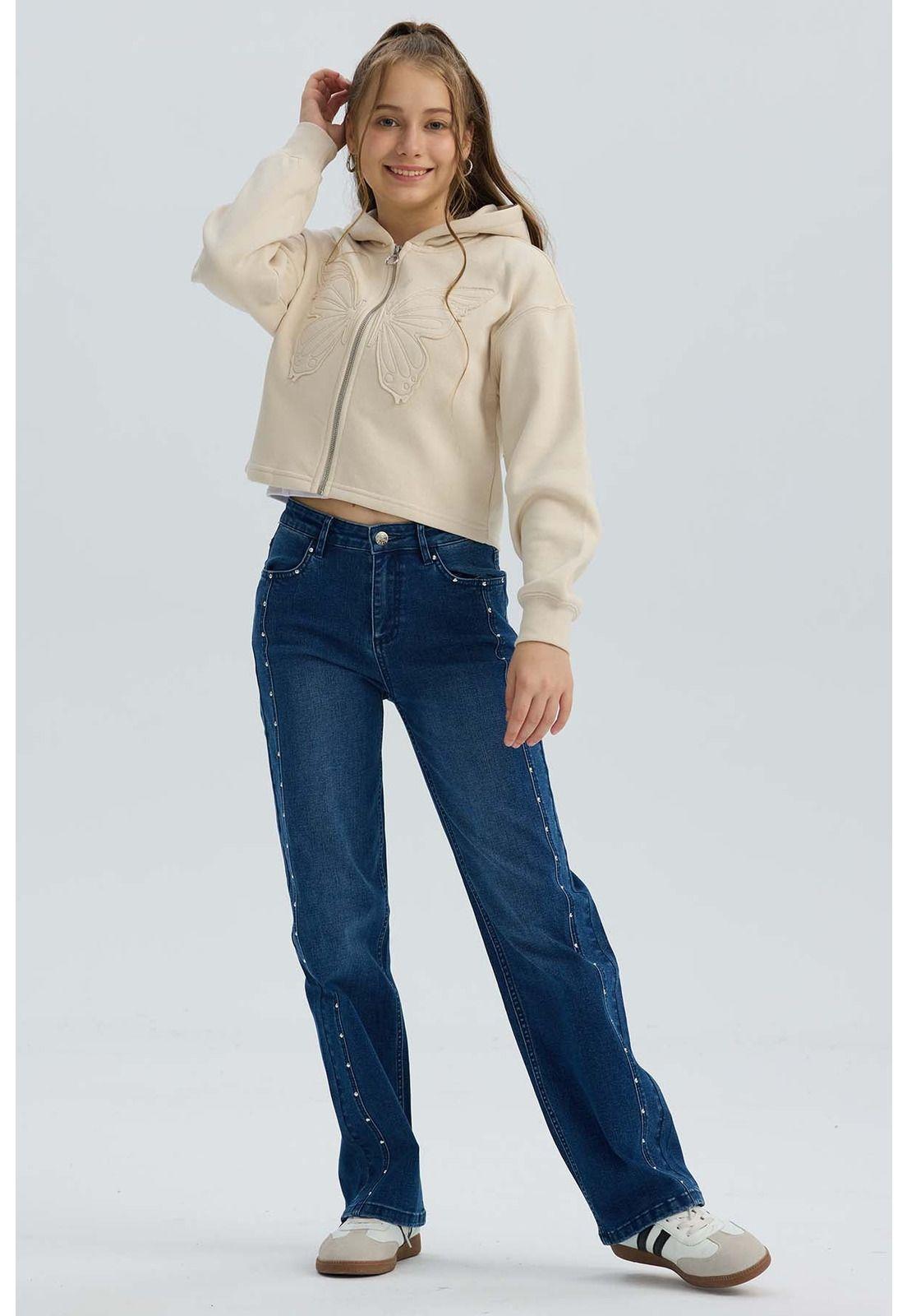 Polerón Niña Full Zipper Mariposa Beige-3