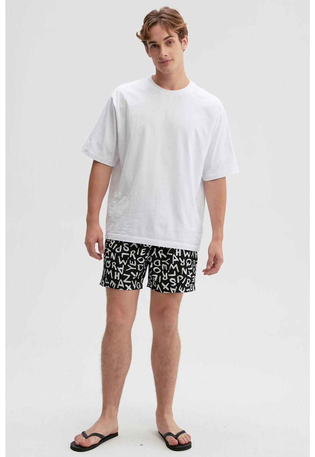 Short De Baño Hombre Print Texto Negro-3