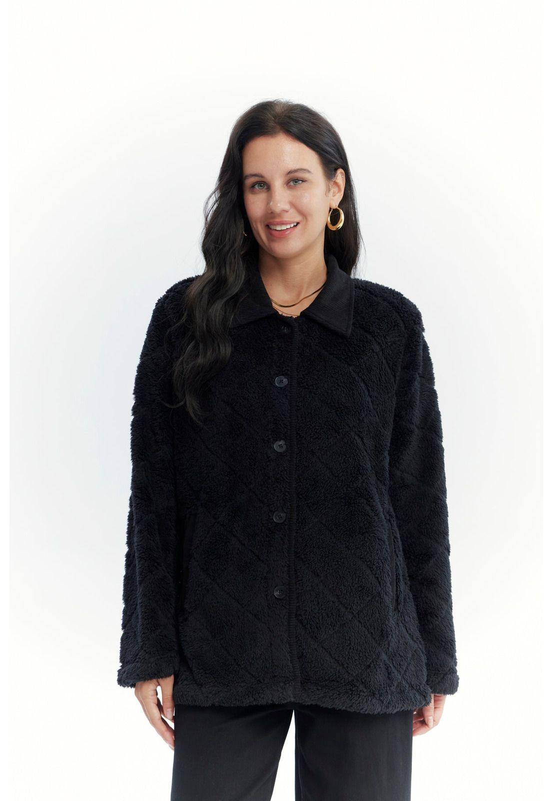 Polar Mujer Cuello Camisero Negro - Vl-0