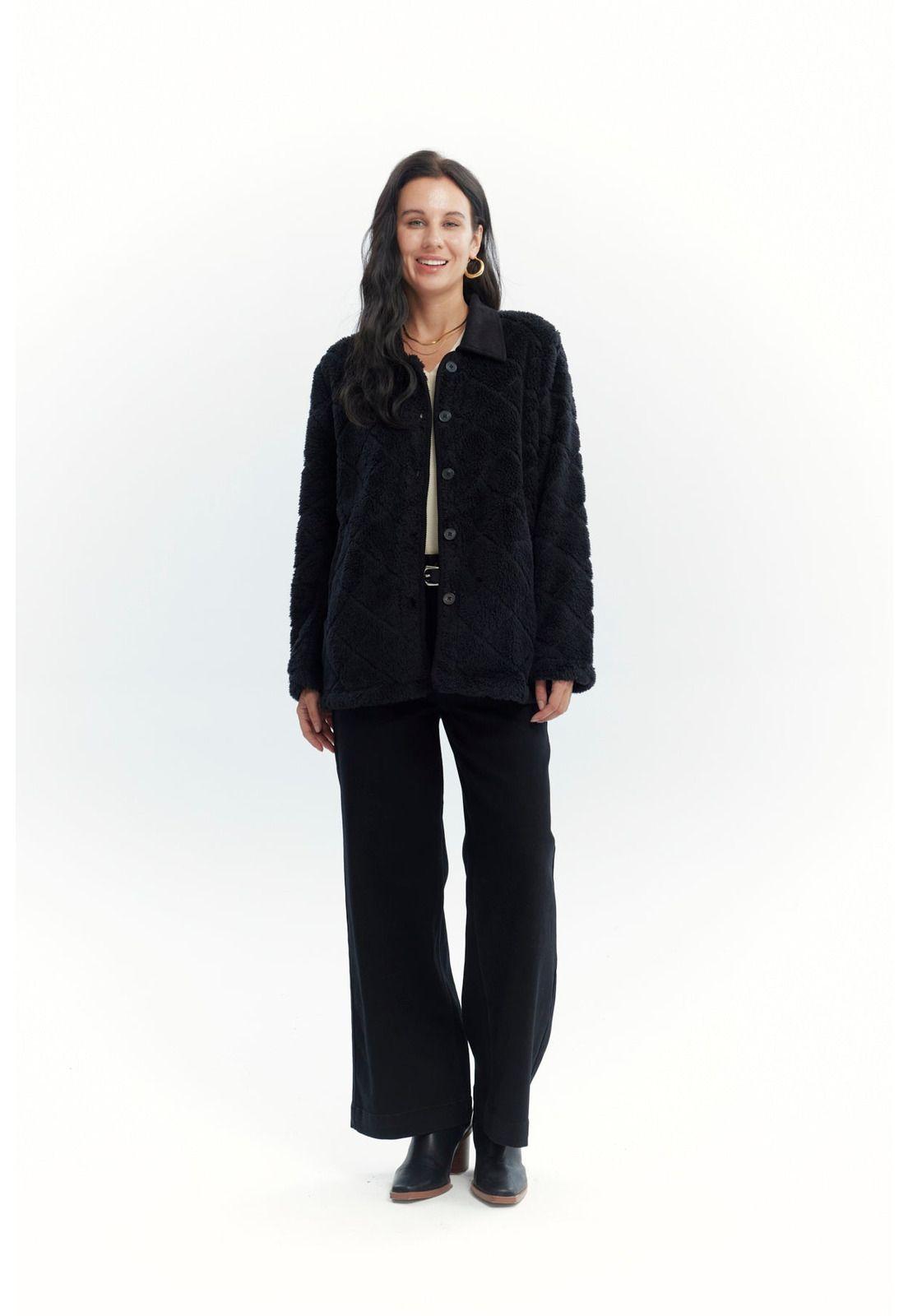 Polar Mujer Cuello Camisero Negro - Vl-3