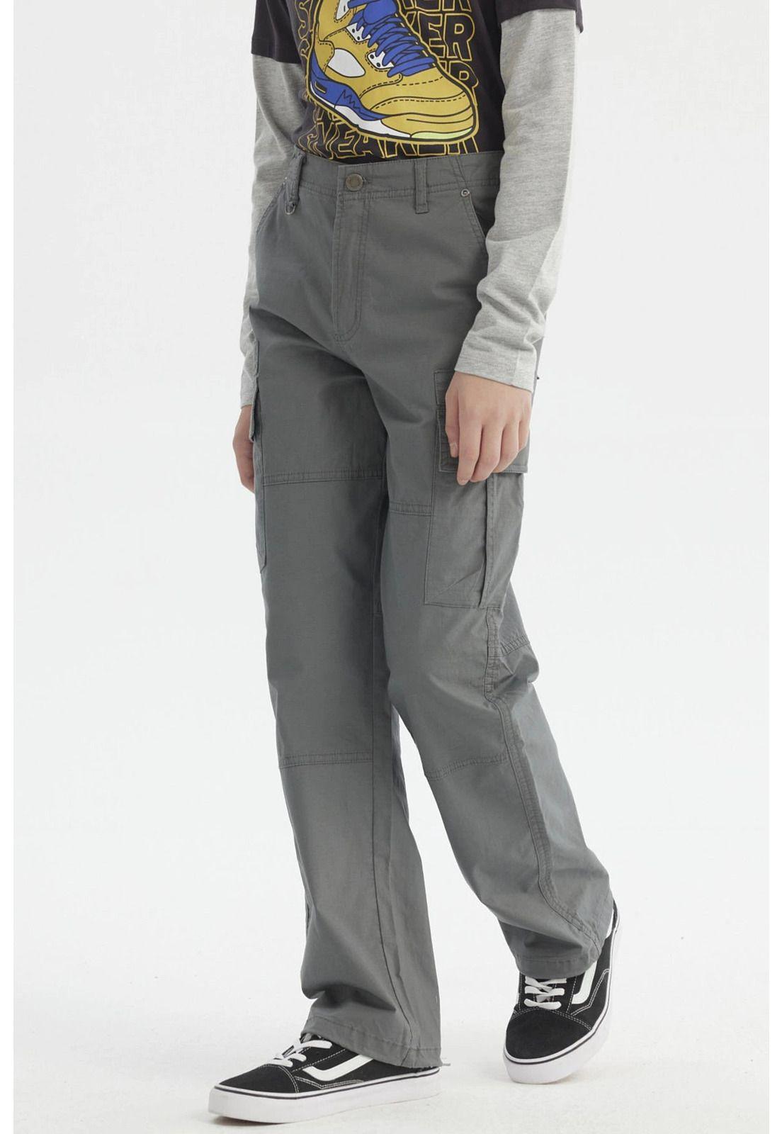 Pantalón Niño Cargo Con Cortes Gris-1