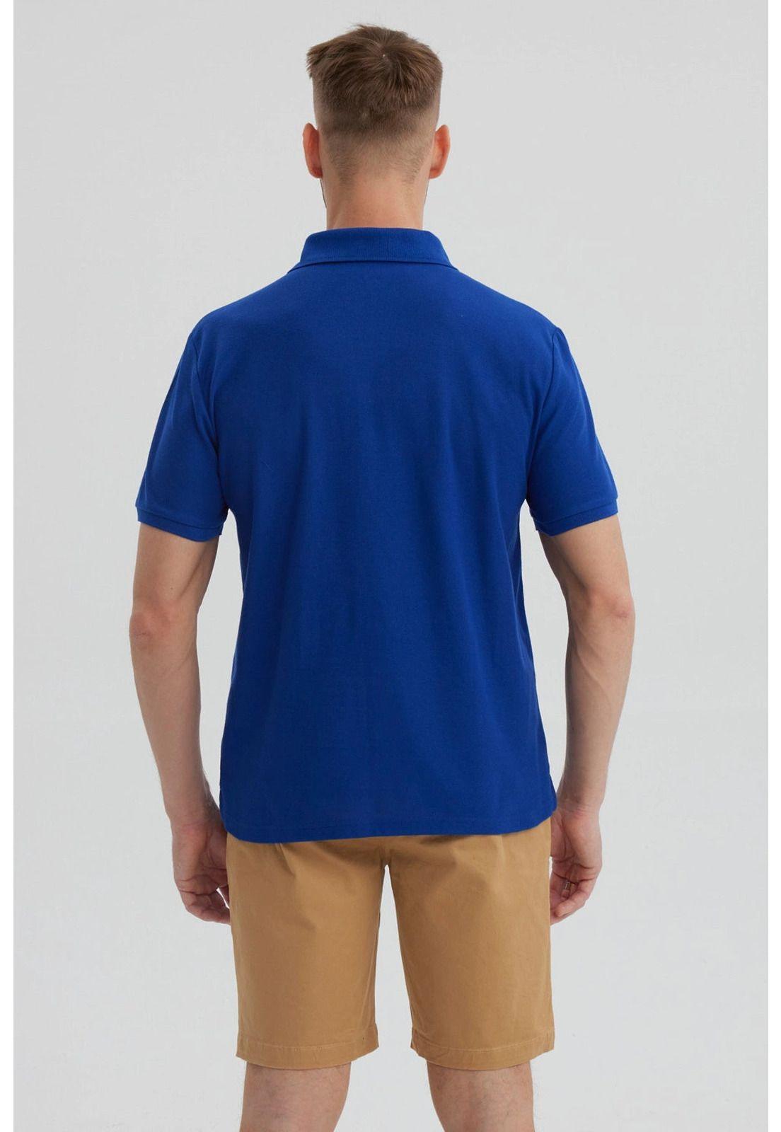 Polera Hombre Pique Básica Lisa Azulino - lll-2