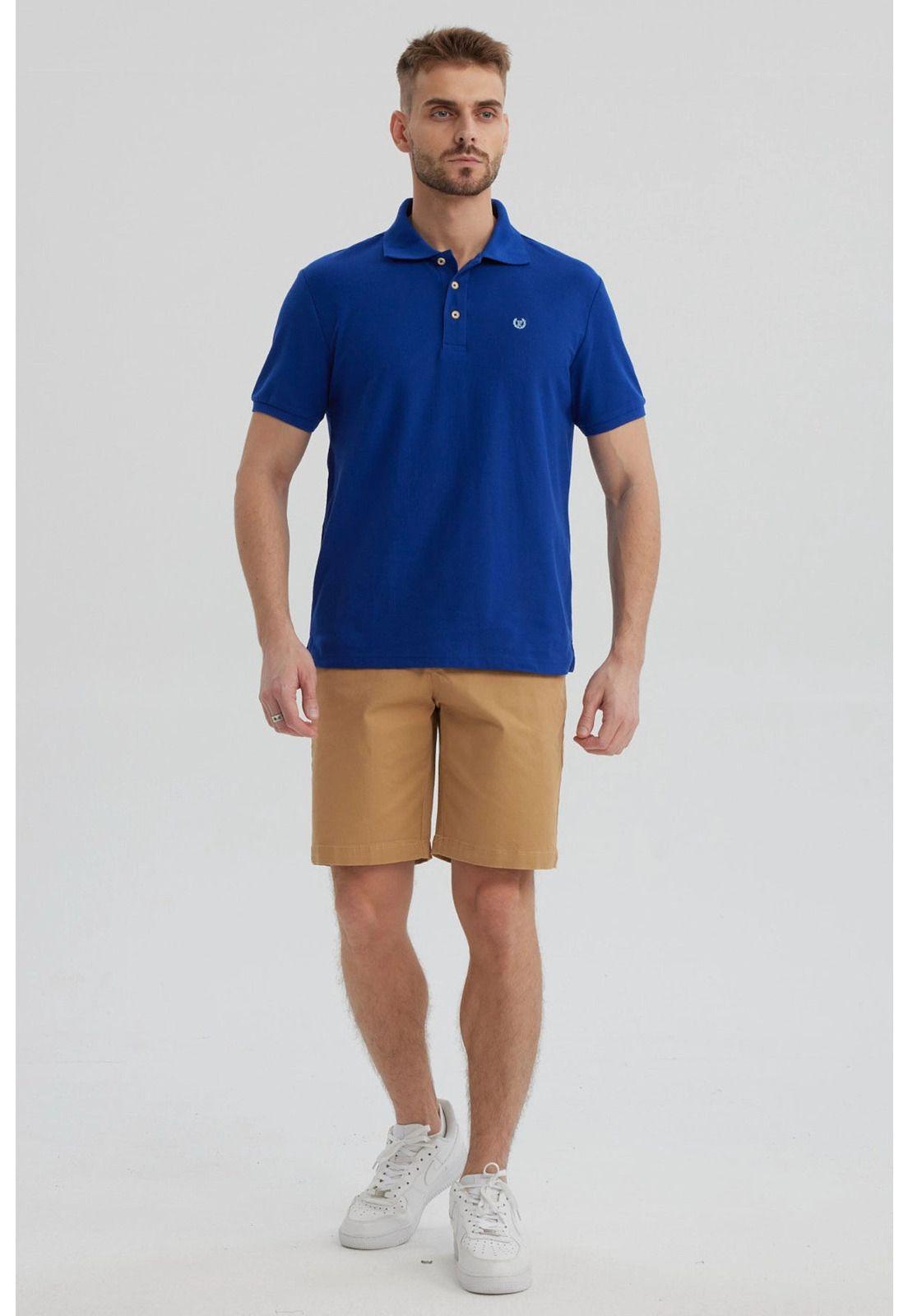 Polera Hombre Pique Básica Lisa Azulino - lll-3