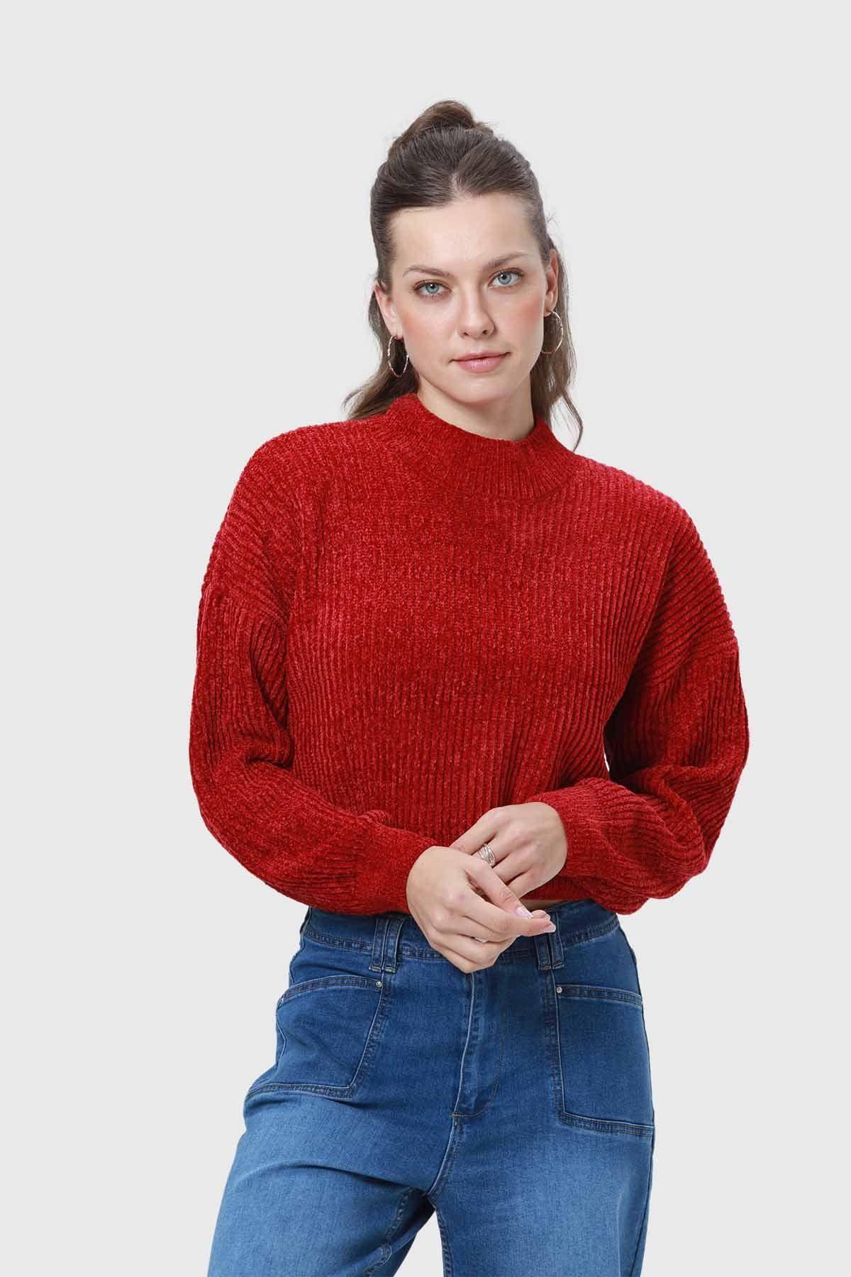 Sweater Mujer Chenille Rojo-0