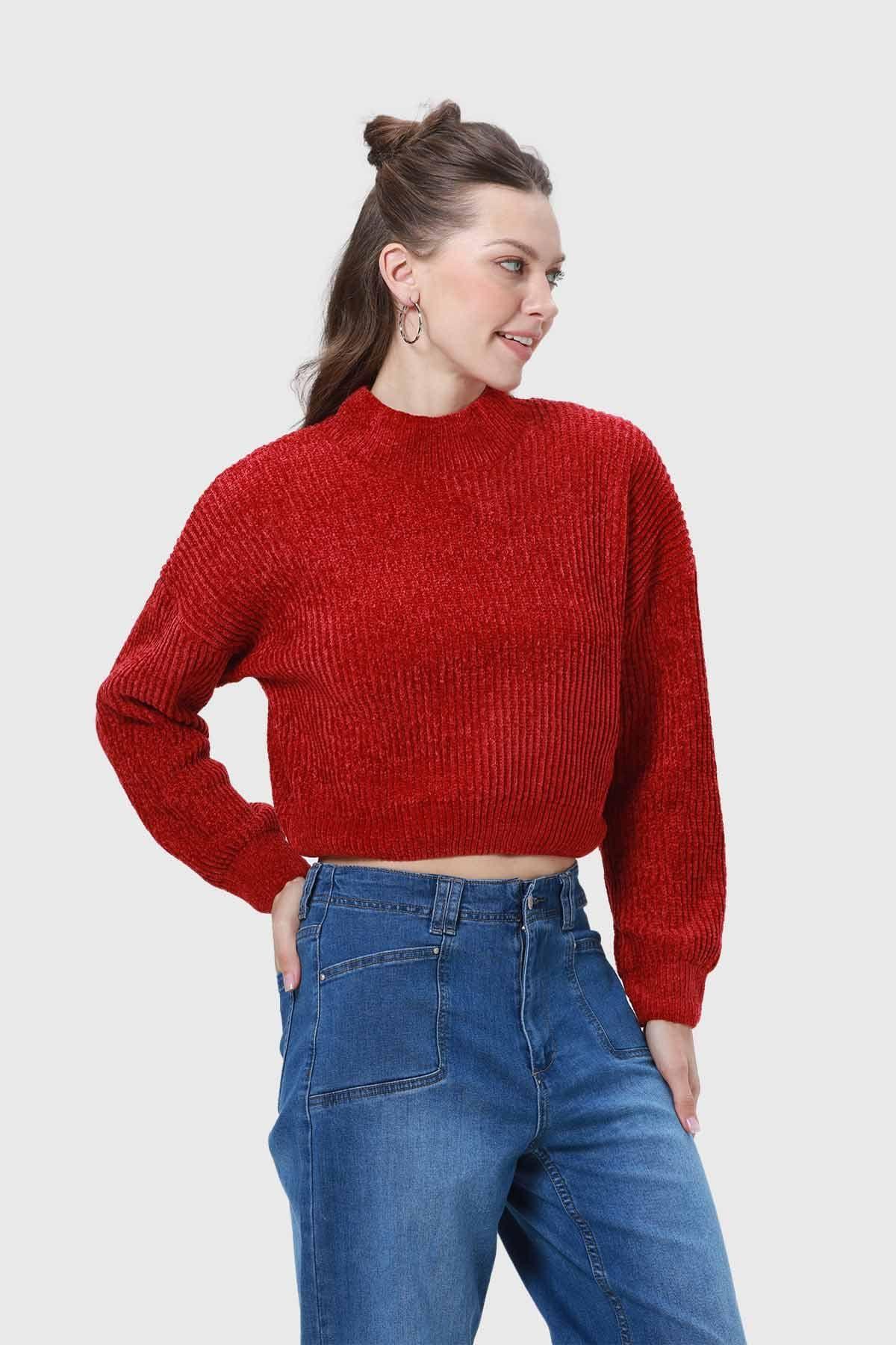 Sweater Mujer Chenille Rojo-1