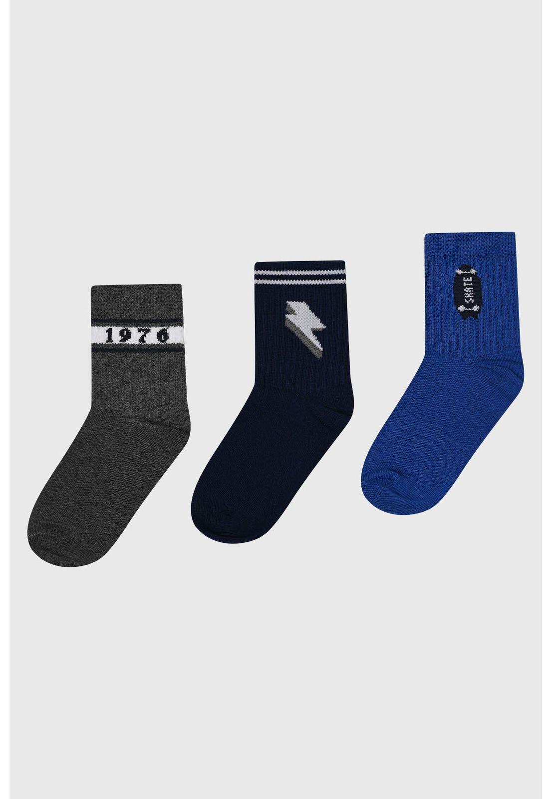 Calcetín Niño Tripack Azul - lll-0