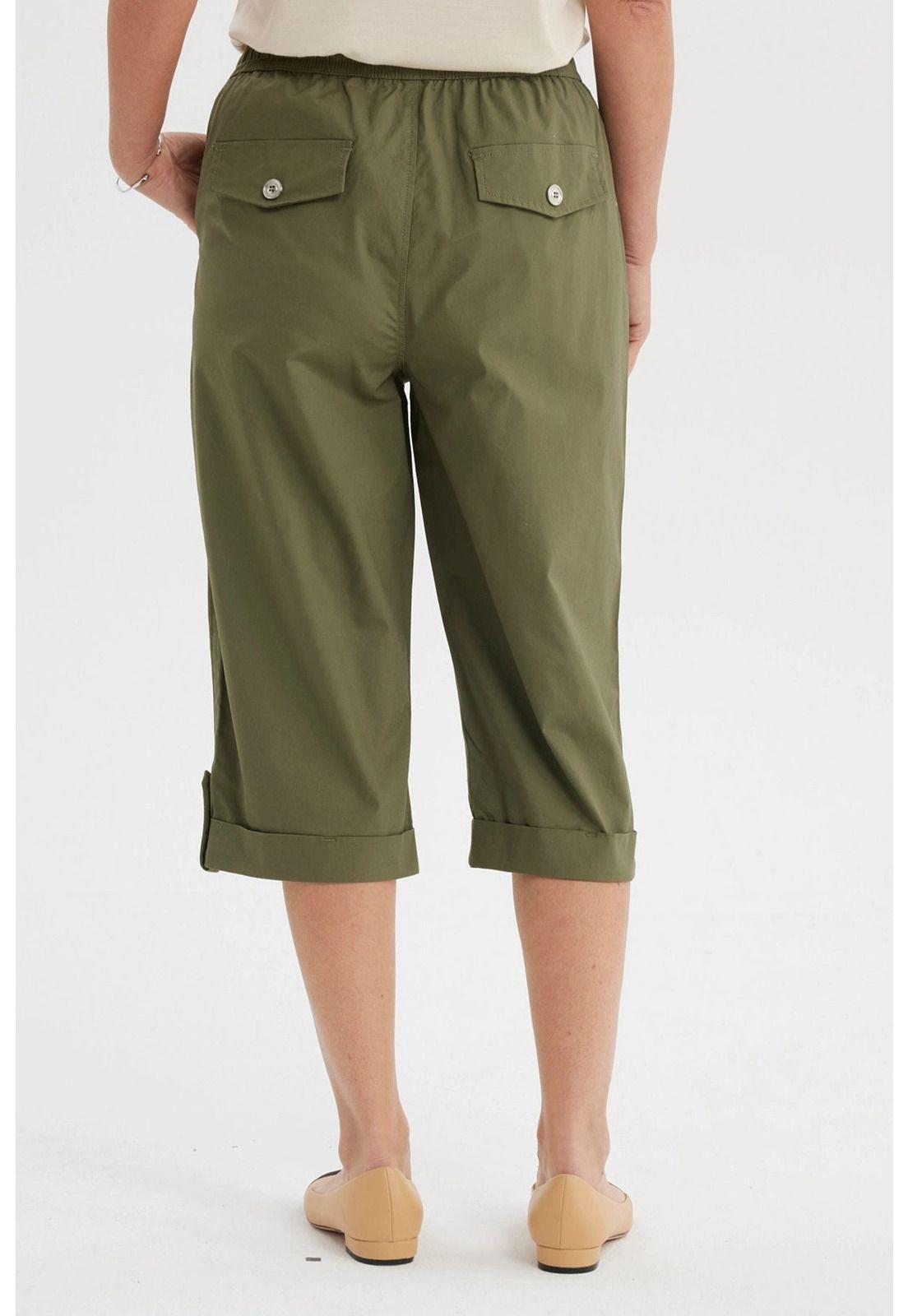 Pantalón Pescador Mujer Con Cortes Y Aperturas Verde Olivo-2
