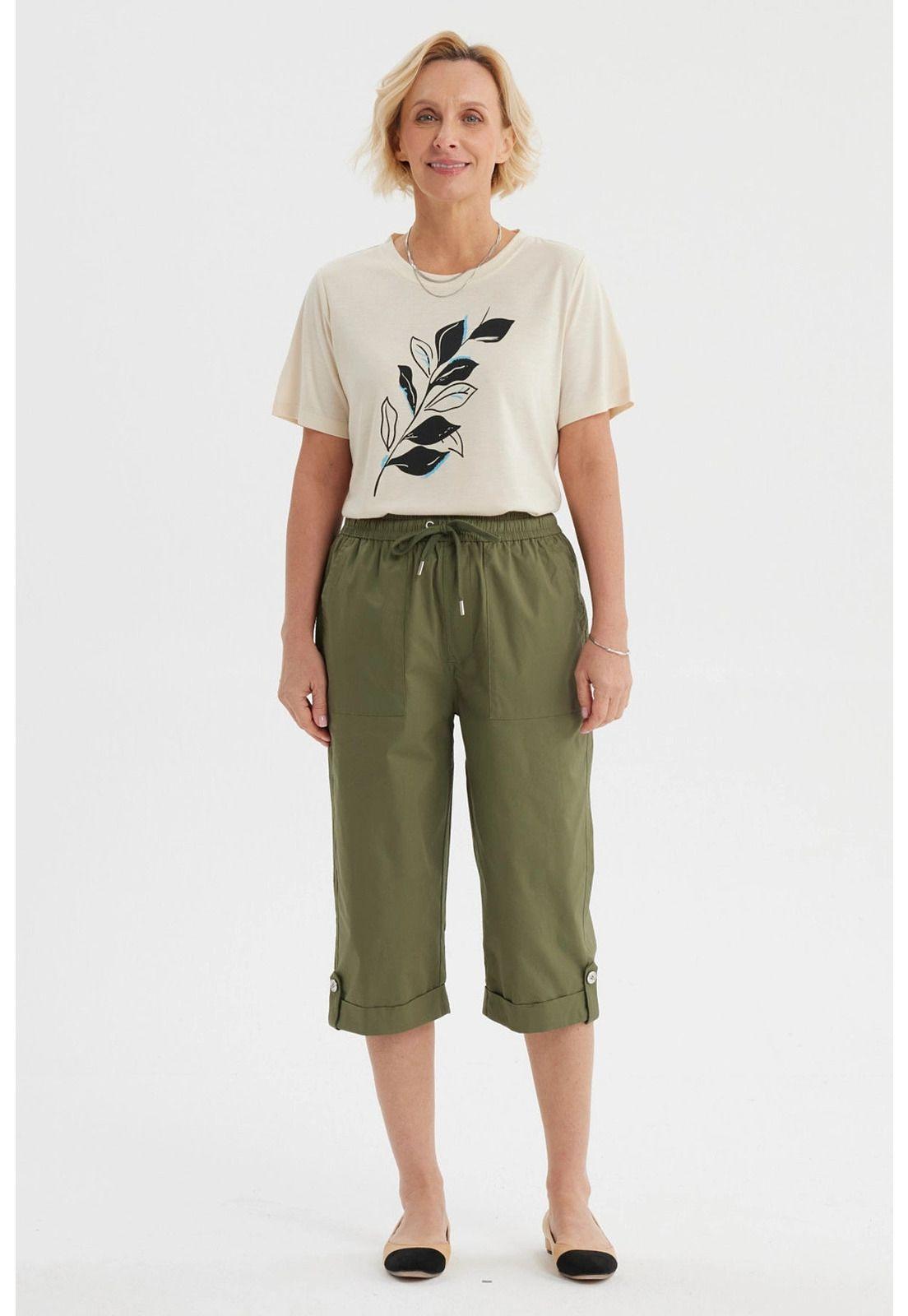 Pantalón Pescador Mujer Con Cortes Y Aperturas Verde Olivo-3