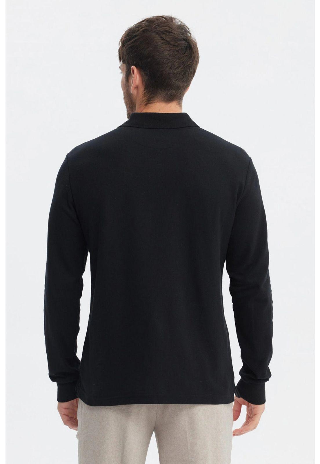 Polera Hombre Lisa Borbada Con Botones Negro-2