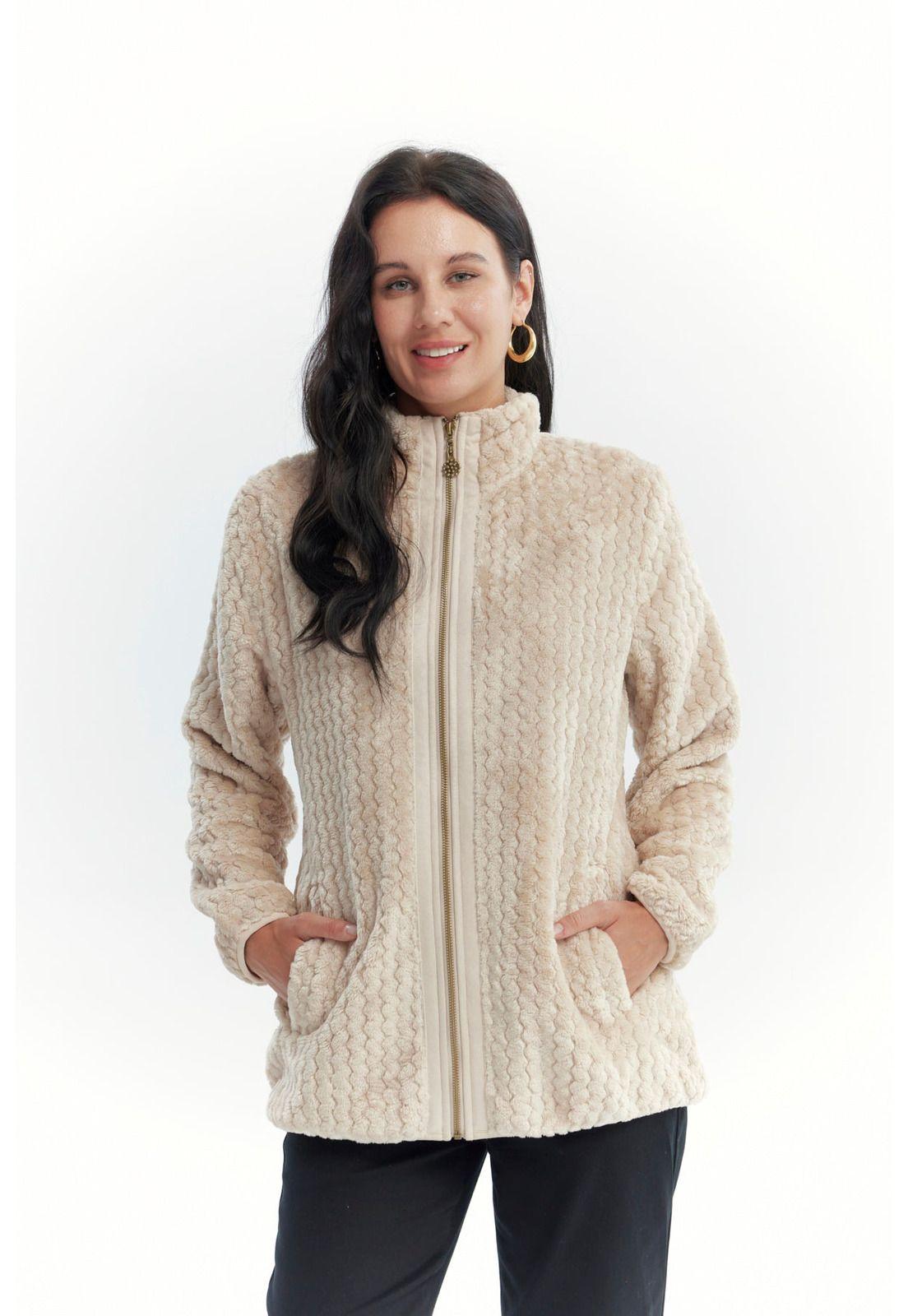 Polar Mujer Textura Beige Oscuro-0