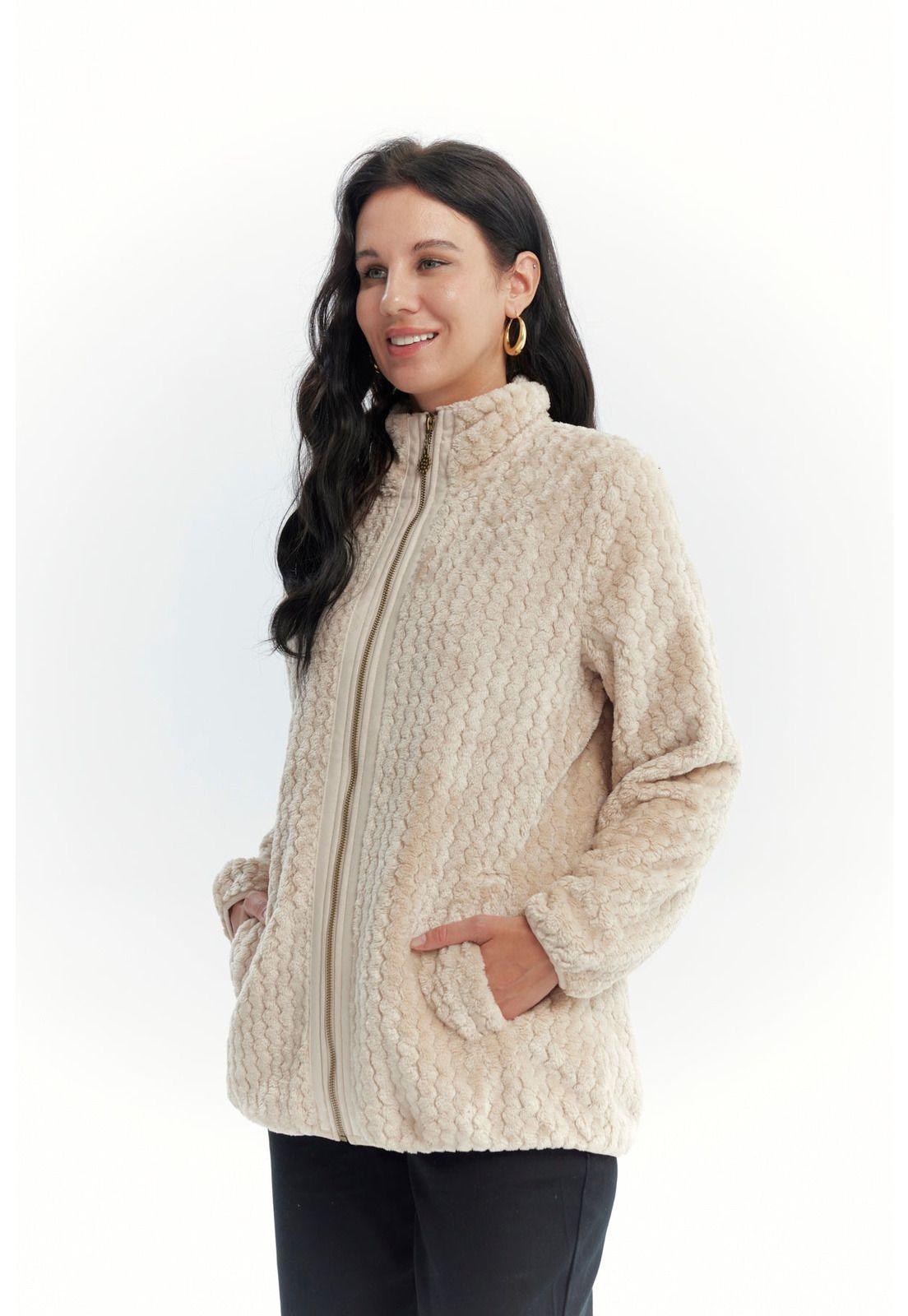 Polar Mujer Textura Beige Oscuro-1