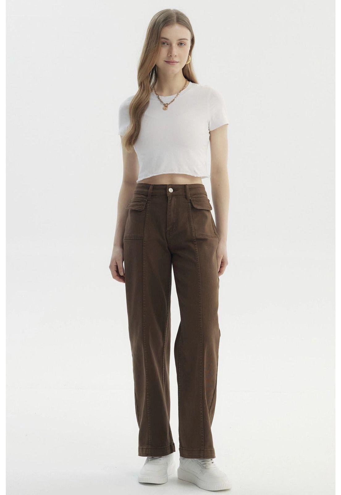 Jeans Mujer Baggy Moda Café-3