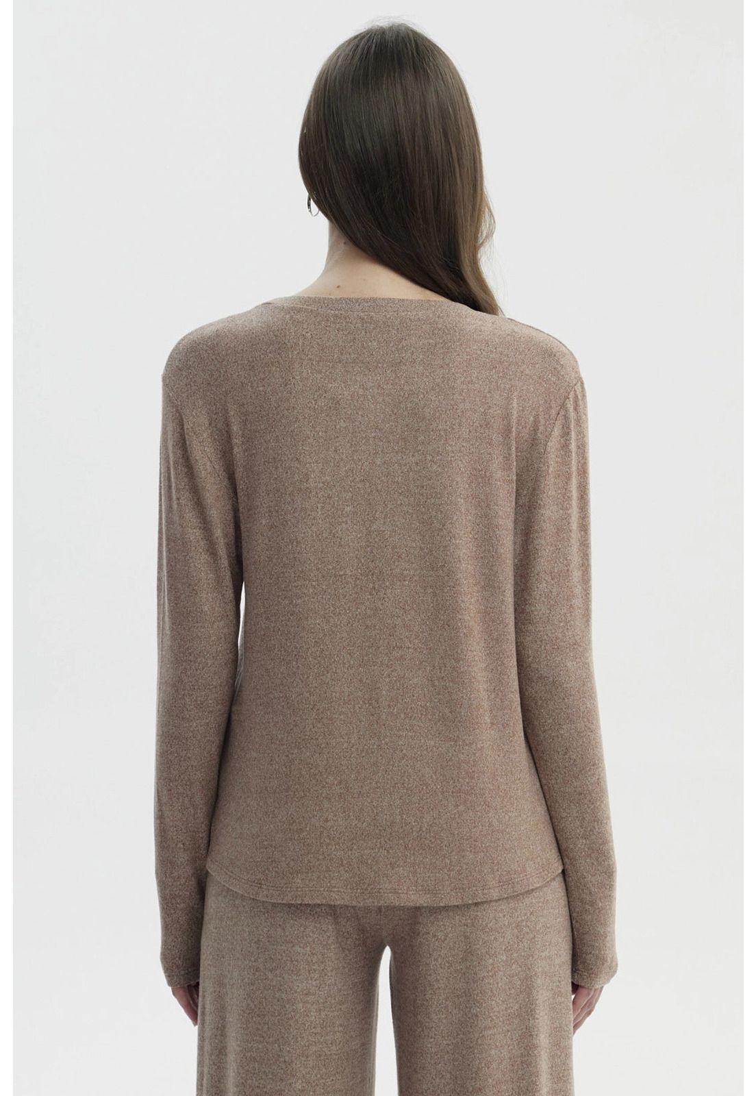 Sweater Mujer Slim Cuello Redondo Café-2