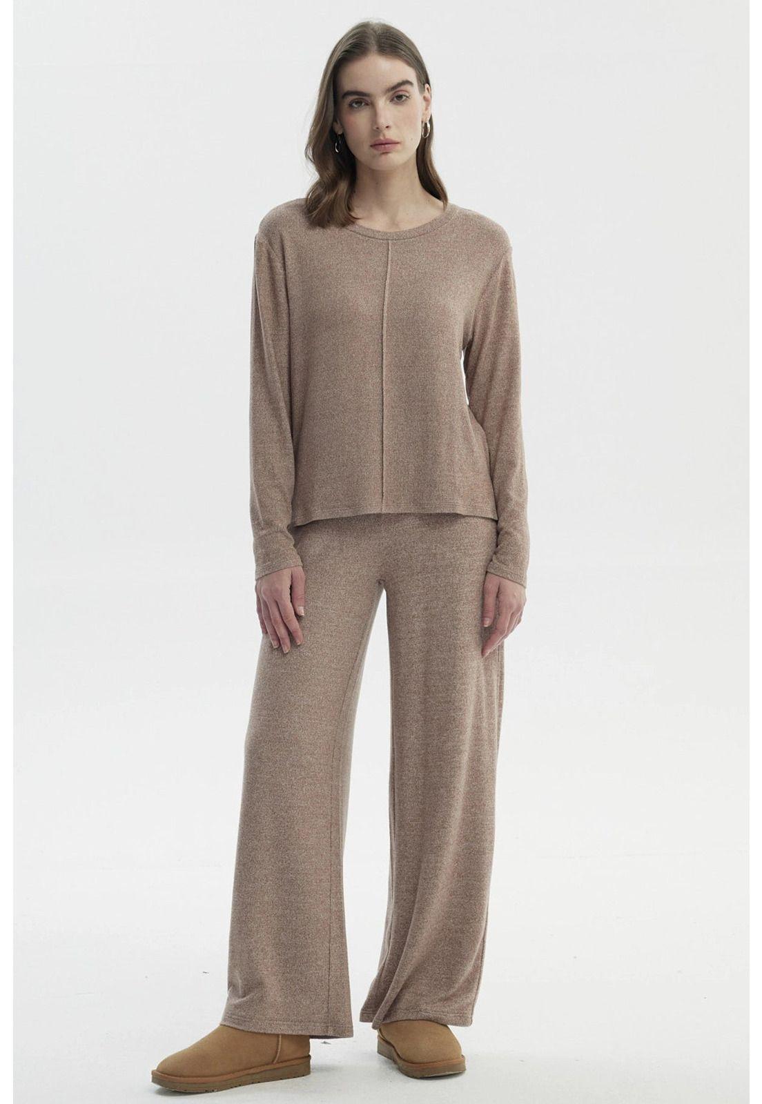 Sweater Mujer Slim Cuello Redondo Café-3