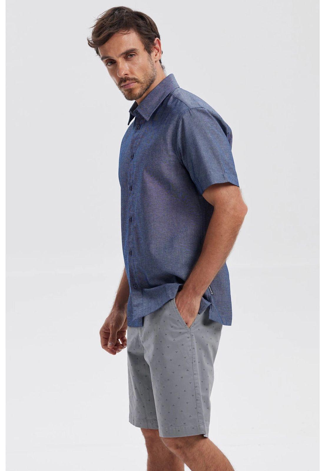 Camisa Hombre Lisa Azul Denim - ll-1