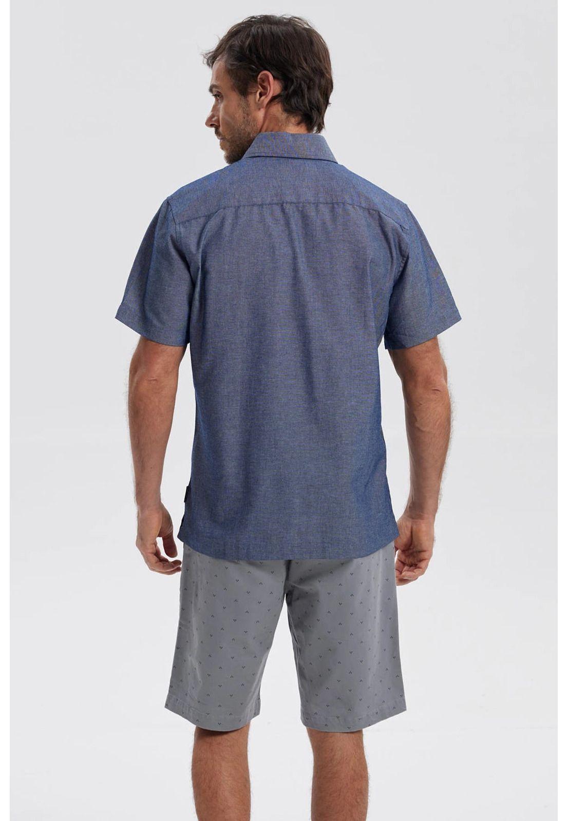 Camisa Hombre Lisa Azul Denim - ll-2