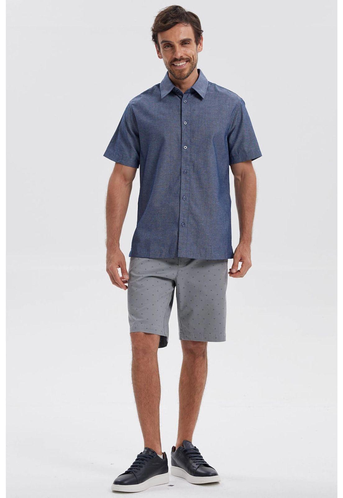 Camisa Hombre Lisa Azul Denim - ll-3