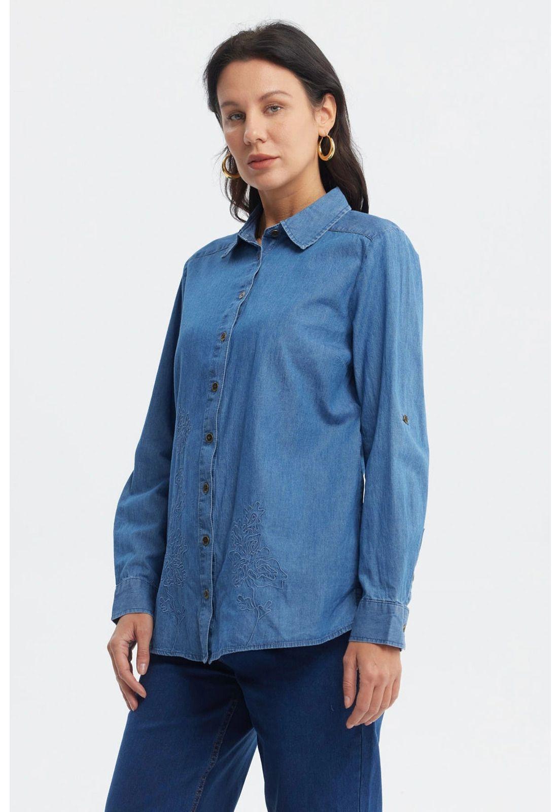 Blusa Mujer Mezclilla Azul-1