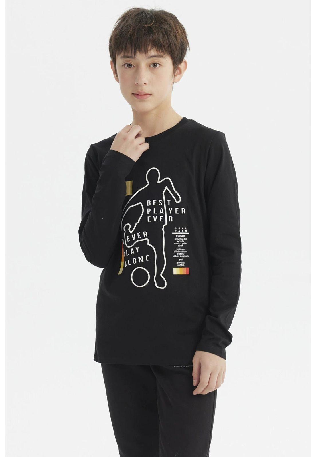 Polera Niño Print 3D Negro-0