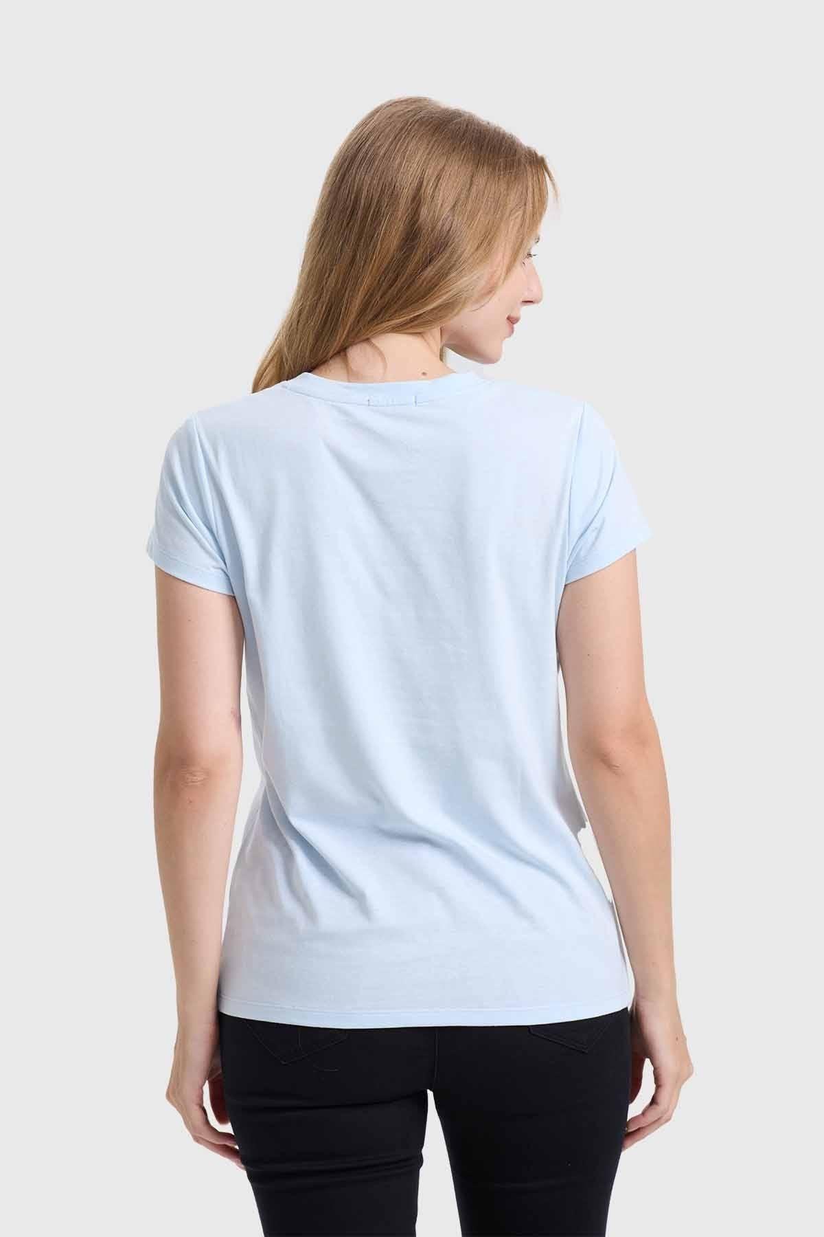Polera Mujer Básica Print Celeste-2