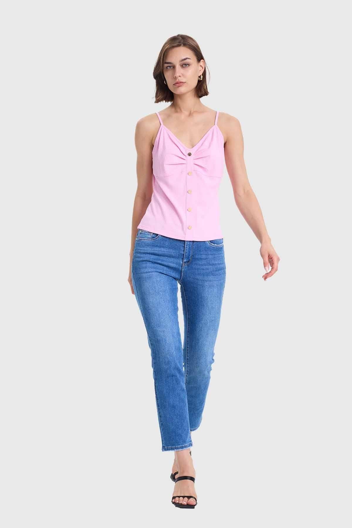 Polera Mujer Pábilo Rib Botones Rosado-3