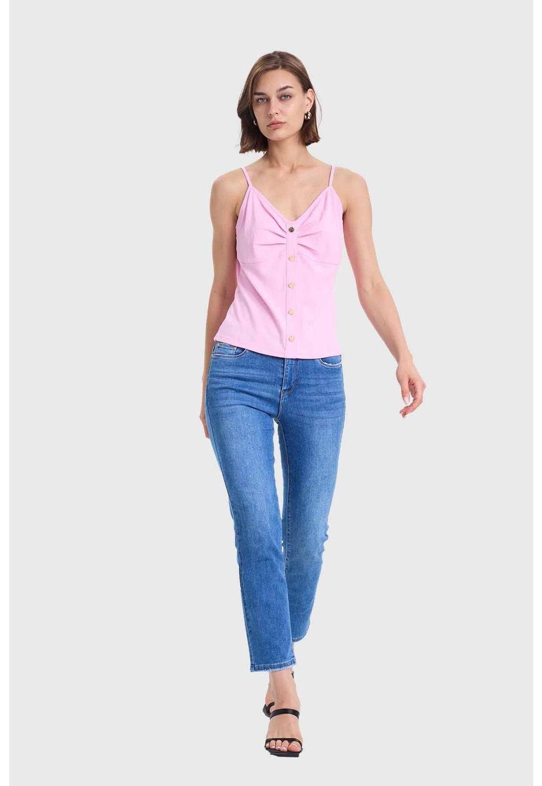 Polera Mujer Pábilo Rib Botones Rosado-3