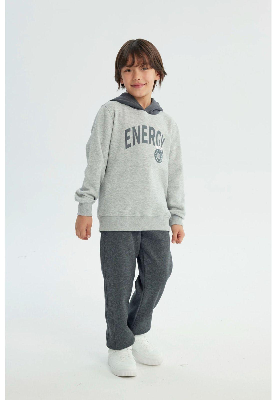 Polerón Niño Regular Gris Melange Claro-3