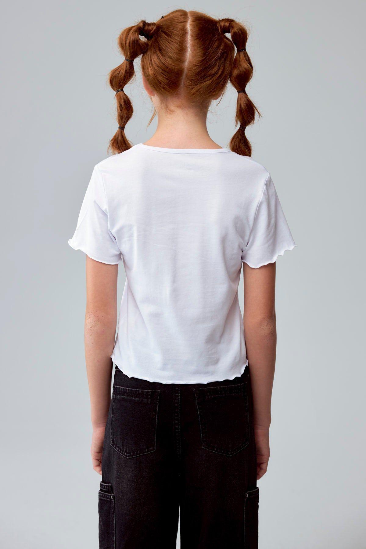 Polera Niña Crop Estampada Blanco-2