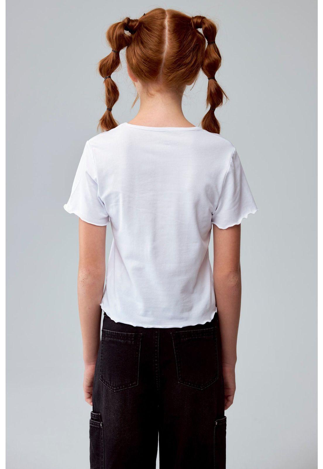 Polera Niña Crop Estampada Blanco-2