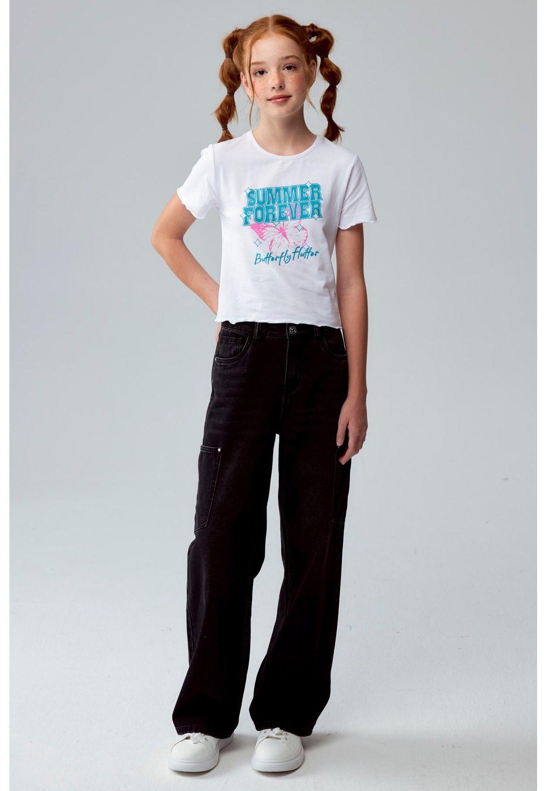 Polera Niña Crop Estampada Blanco-3