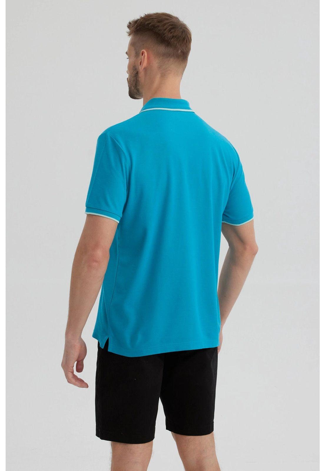 Polera Hombre Piqué Básica Lisa Turquesa - ll-2