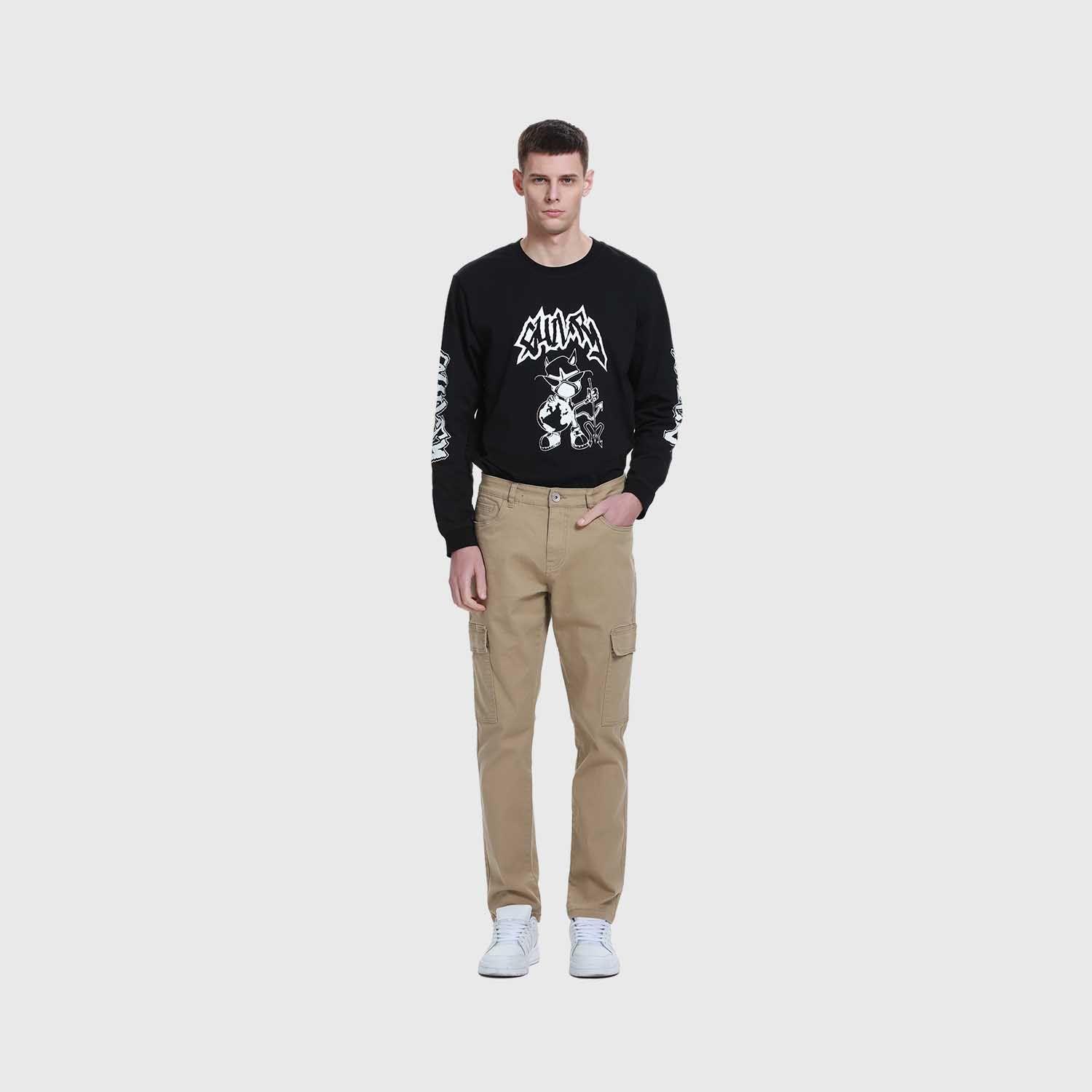 Jeans Hombre Slim Cargo Color Camel Claro-3
